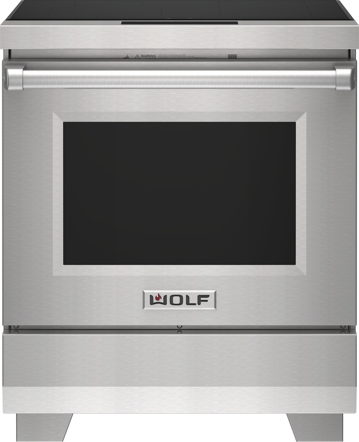 30-inch Wolf Transitional Induction Range in stainless steel with touch display and modern minimalist design