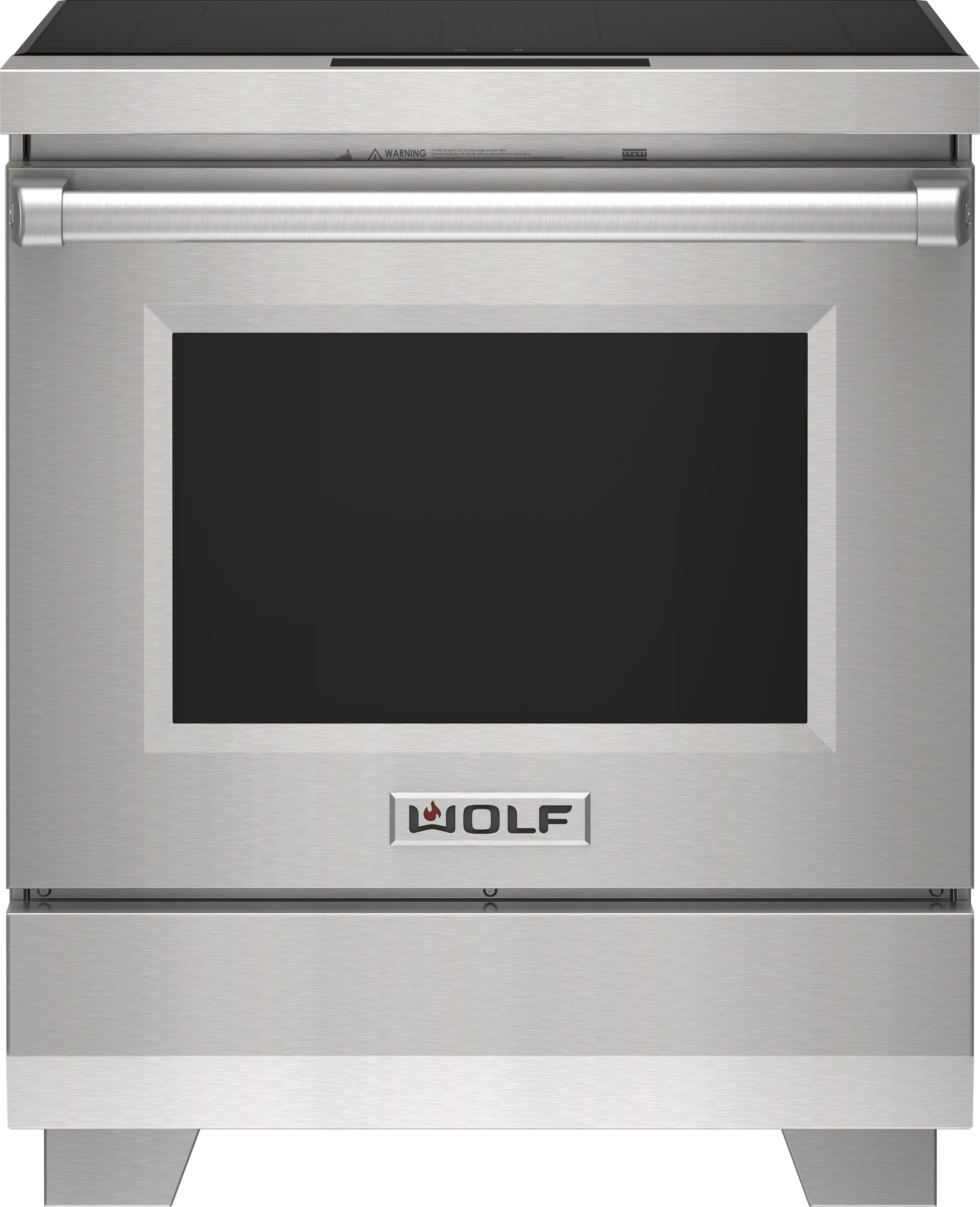 30-inch Wolf Transitional Induction Range in stainless steel with touch display and modern minimalist design
