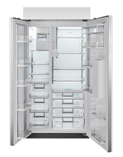 refrigerador-doble-moderno-acero-inoxidable-dispensador-integrado-inteligente-subzero-amplio-congelador